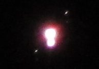 21:31:28h, Jupiter mit Europa [links], Ganymed [rechts] und Io sowie Callisto [am Jupiter selbst]