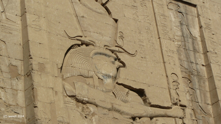 Horus am Horus Tempel in Edfu (Link zum Artikel: "Weit Du, was Liebe tun kann?")